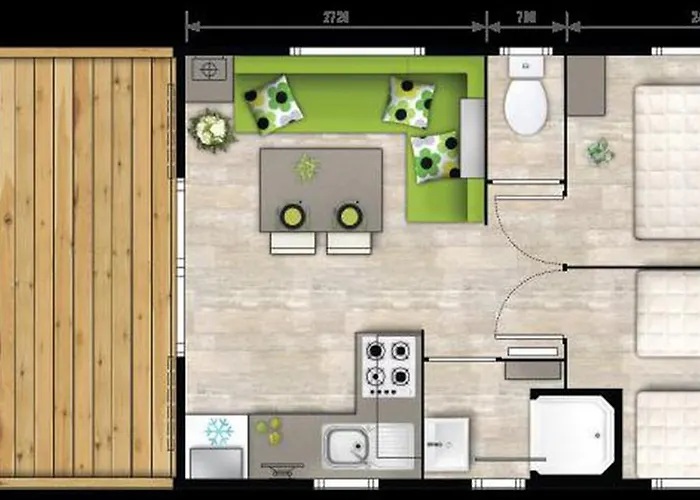 Mobil 23m² Avec Terrasse - 4 Pers - Api-1-52-383 Кемпинг *